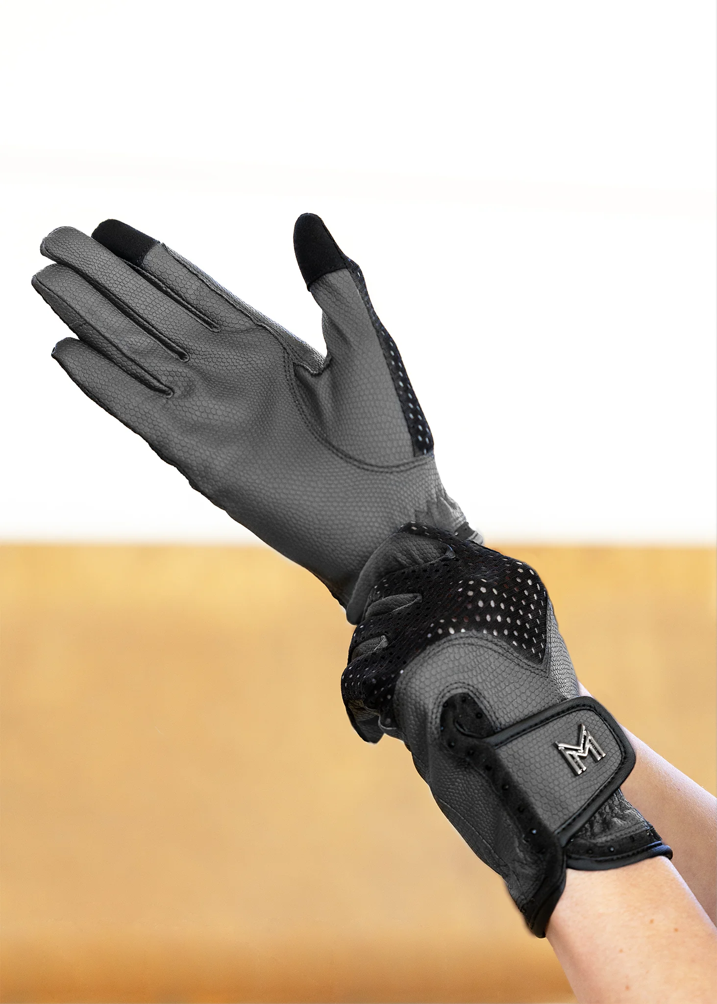 Ava Riding Gloves (Grey/Black) - Image 2