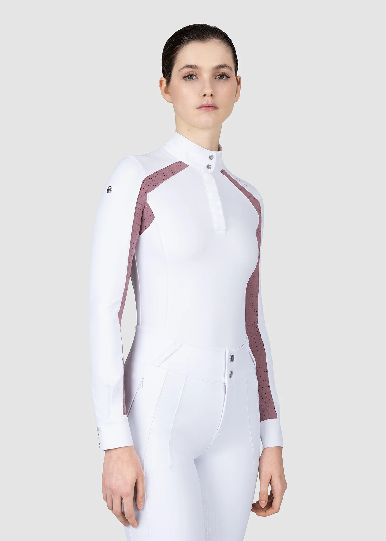 Aveen Long Sleeve Show Shirt (White/Mauve)