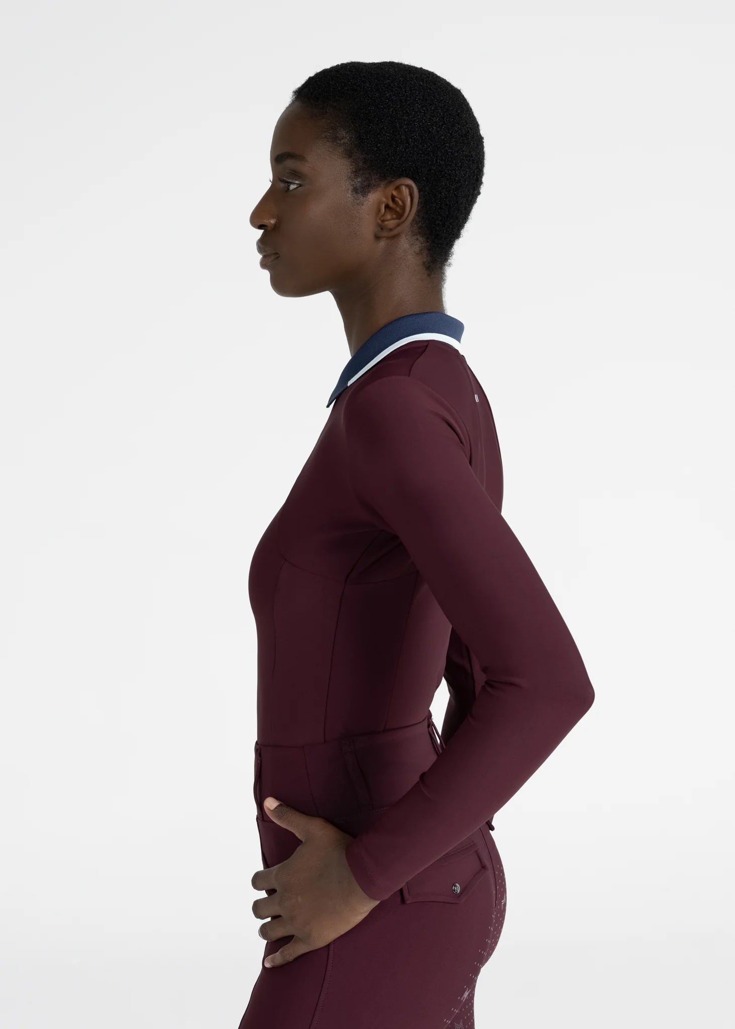 Concept Long Sleeve Polo Shirt (Burgundy) - Image 3