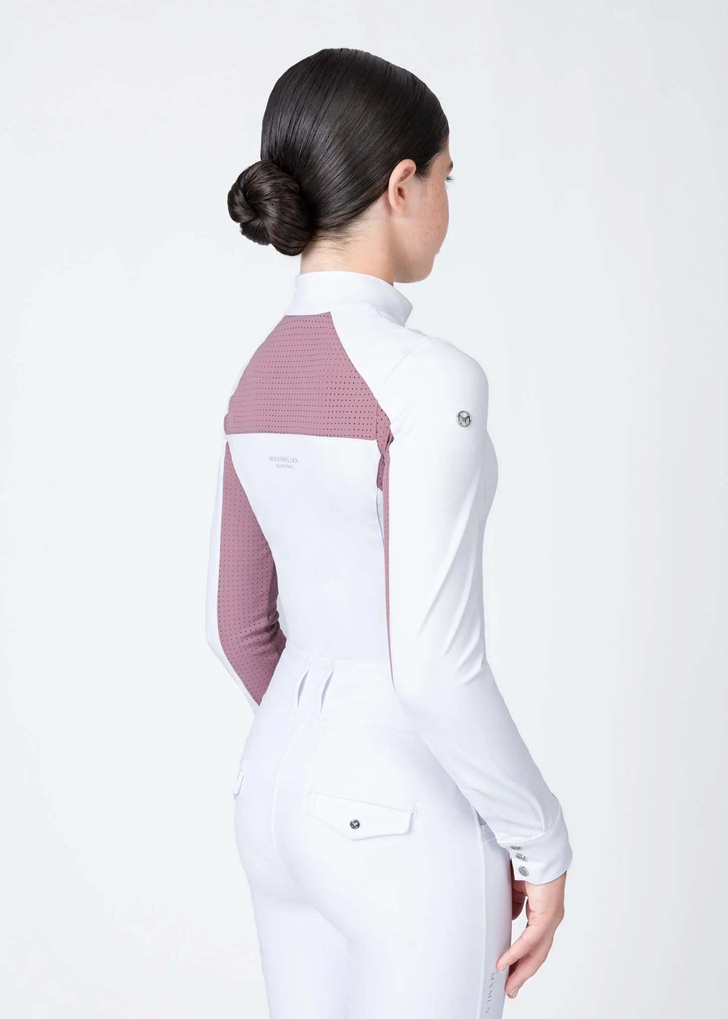YR Aveen Long Sleeve Show Shirt (White/Mauve) - Image 4