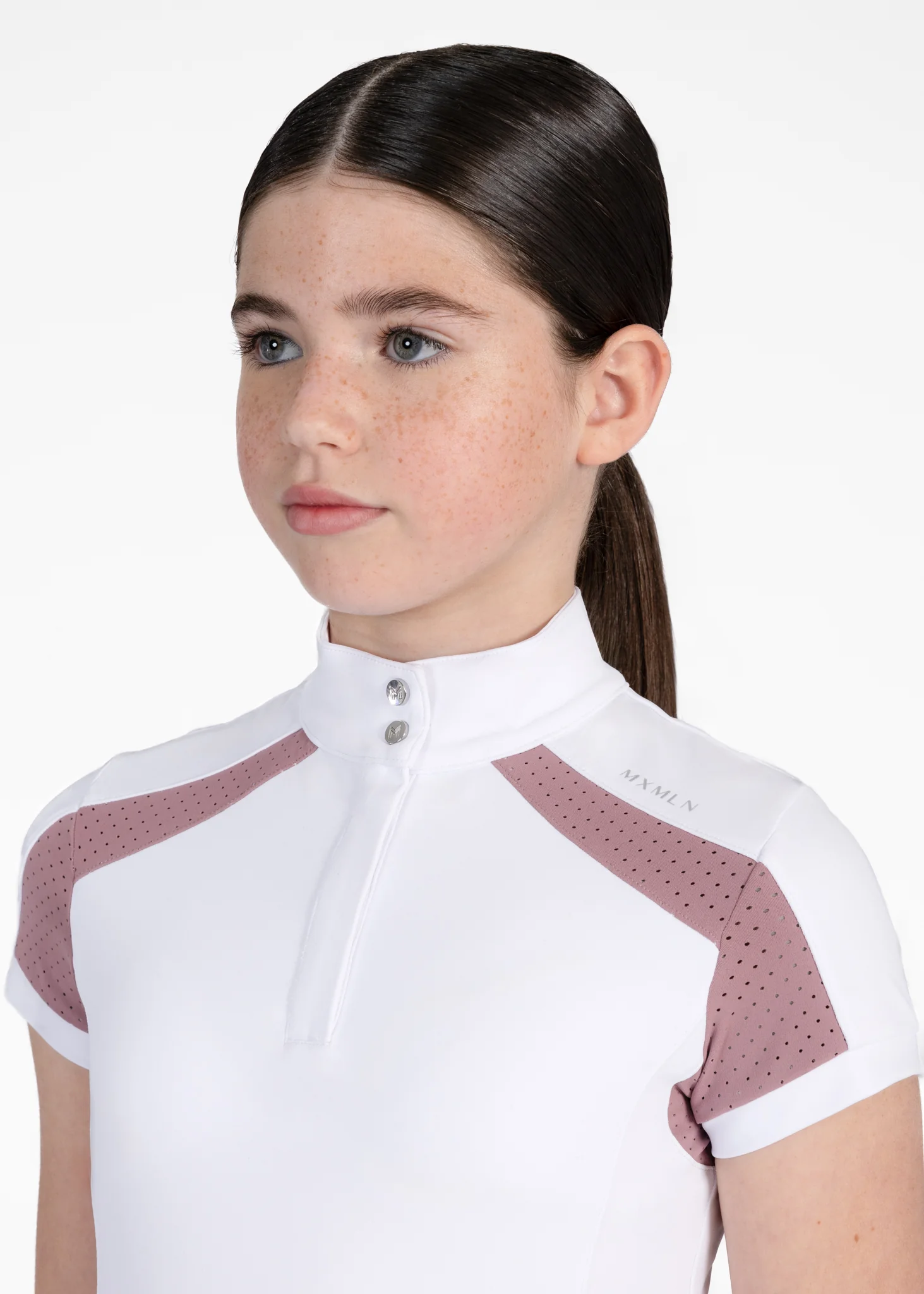 YR Aveen Short Sleeve Show Shirt (White/Mauve) - Image 5
