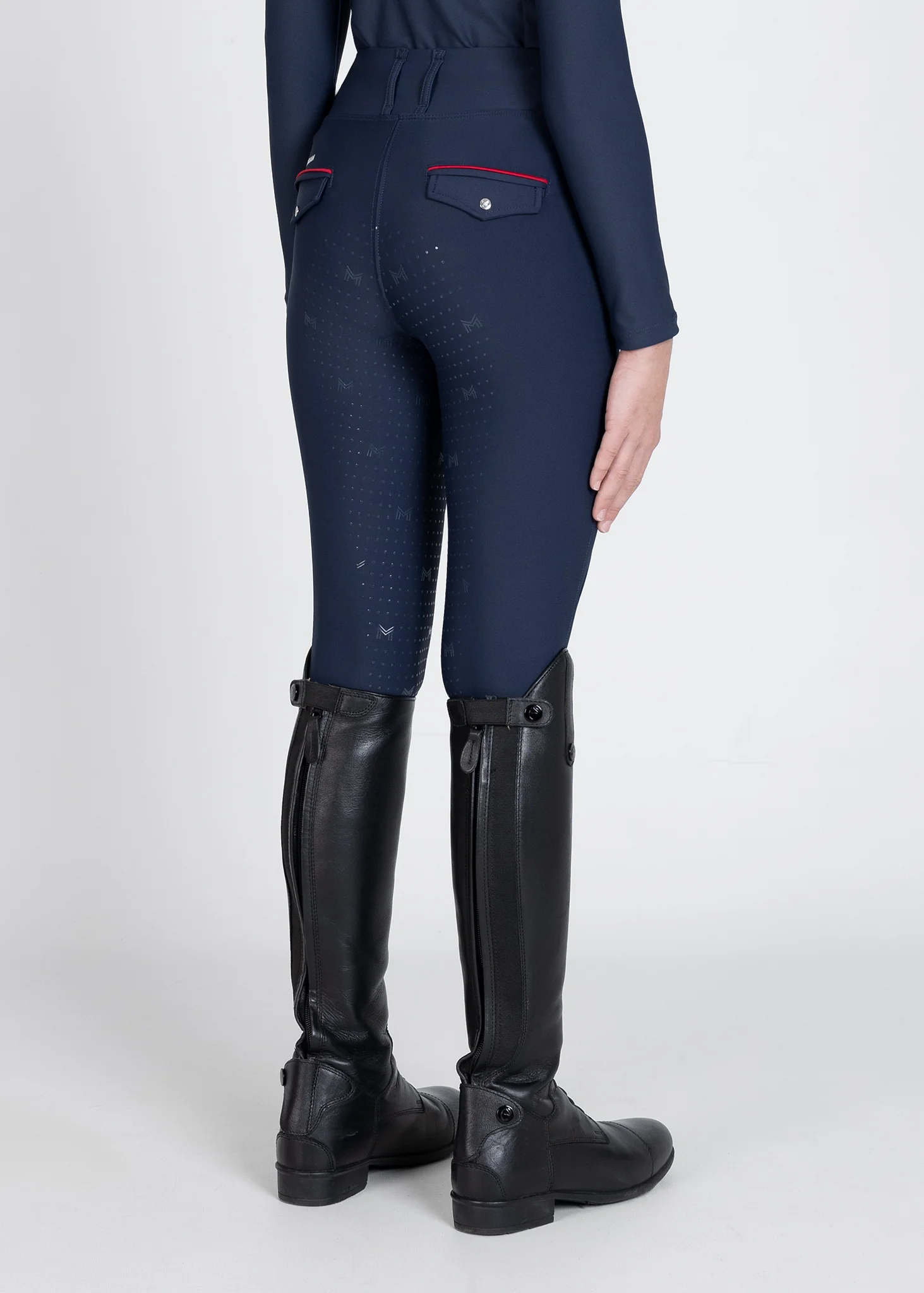 YR Pro Riding Leggings (Navy/Red) - Image 6